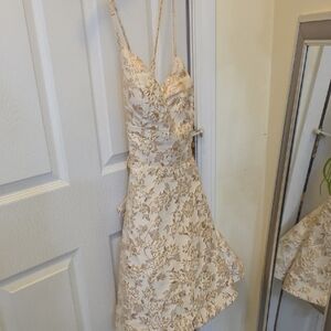 B Darlin Elegant Cream and Gold Mini Dress